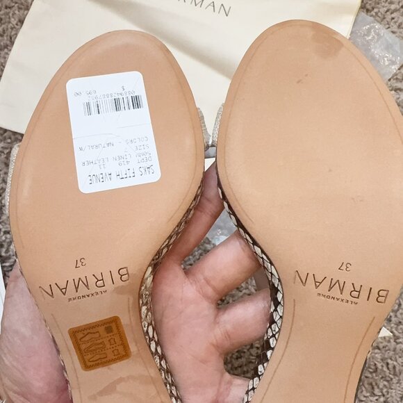 NIB ALEXANDRE BIRMAN CLARITA LINEN AND SNAKESKIN KITTEN HEEL SANDALS 7/37.5 - Picture 5 of 8